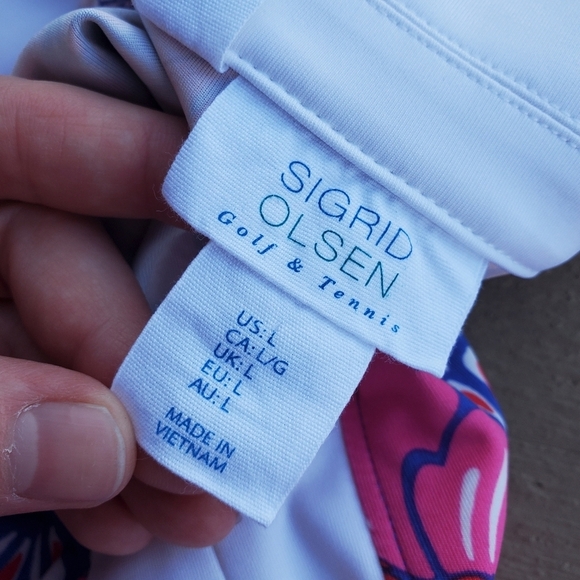 Sigrid Olsen Golf & Tennis Blue Pink White Floral Dress Women's Size Large NWOT - Picture 3 of 13